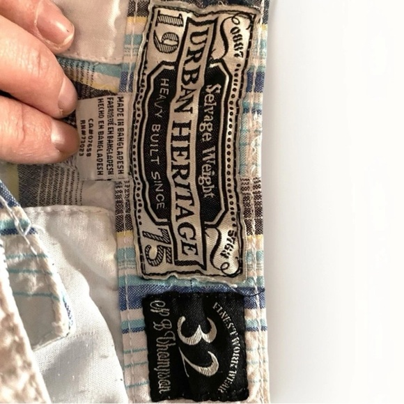 Urban Heritage Selvage Weight 100% Cotton Shorts Men’s Size 32 White Plaid - Picture 4 of 9